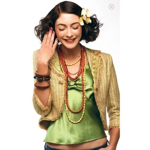 True Meaning Jackets & Blazers - True Meaning Gold Embellished Beaded Fringed Embroidered Tweed Blazer.  Sz 2